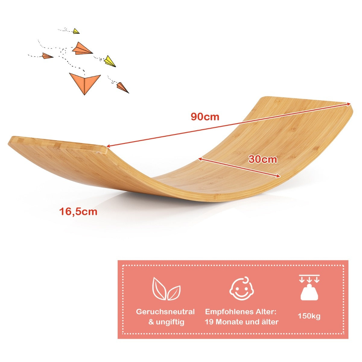 Coast Wooden Balance Board Bamboo Board 90 x 30 x 16.5 cm Nature