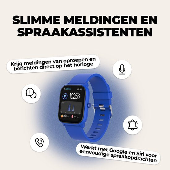 Montre connectée Denver pour enfants - Appels/SMS/WhatsApp - Compatible Android et iOS - Podomètre - Suivi du sommeil - Fréquence cardiaque, tensiomètre, mode sport - SWK120BU