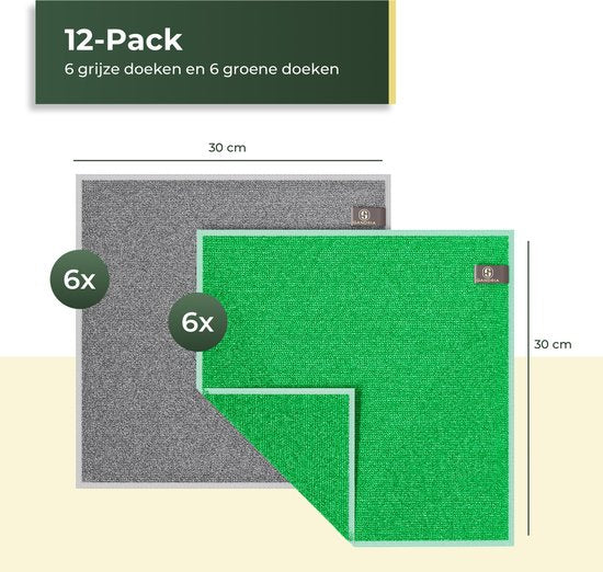 Gandria Lingettes microfibres - 12 pièces - Lingettes nettoyantes - 30 x 30 cm - Torchons - Microfibres - Lingettes nettoyantes lavables - Lingettes ménagères