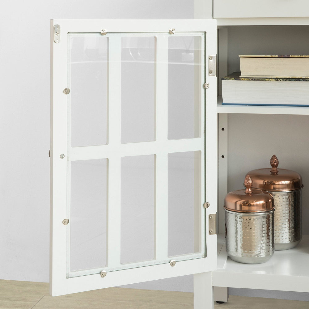 SoBuy FSB23-W Meuble de cuisine avec 2 tiroirs et 2 portes - Blanc - 80x80x34 cm - Rustique