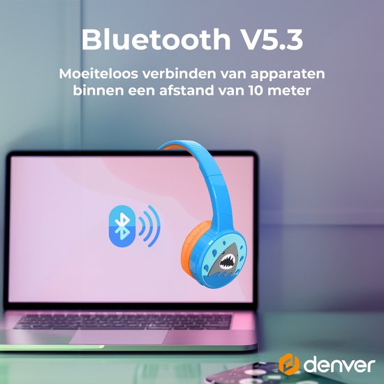 Casque Denver Kids - Bluetooth - Sans fil - Jusqu'à 85db - Casque Kids - Microphone intégré - BTH107BU