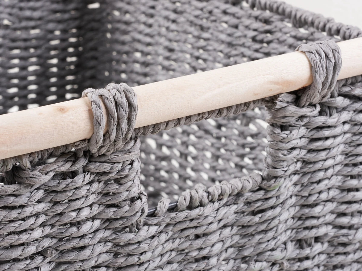 KEVAHOME : Paniers de rangement tissés à la main avec poignées en bois - Lot de 3 - Naturels et décoratifs