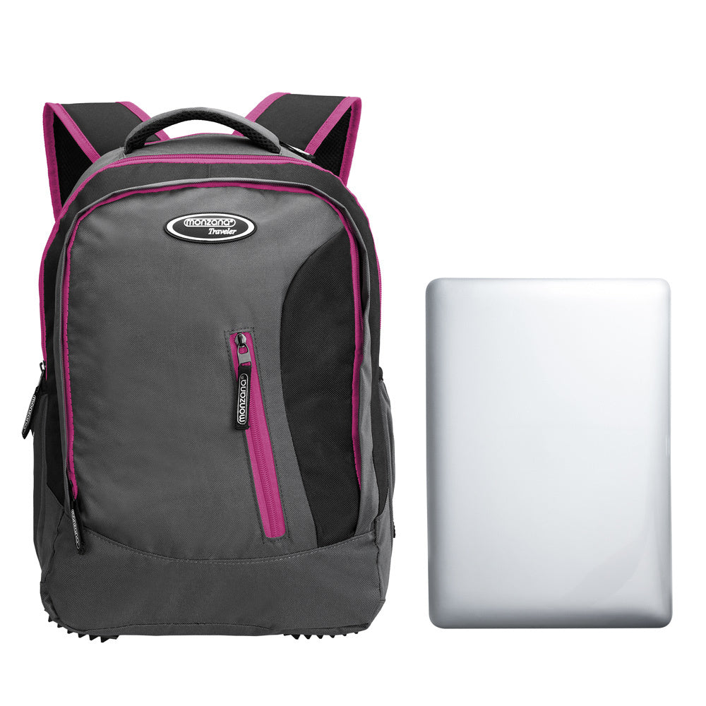 Rugzak voor Laptop 34L met USB-poort en 15,6" Laptopvak– Grijs / Roze