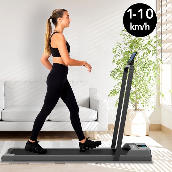 Brixy Treadmill - 1-10km/h - Tapis de marche - Affichage LED et télécommande - Bluetooth - App - Tapis de marche - Anthracite