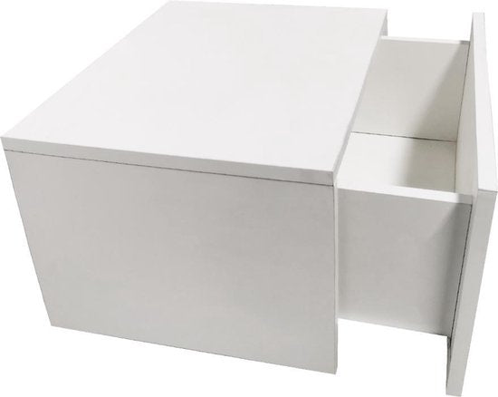 Table de nuit flottante - armoire suspendue - avec tiroir - 50 cm de large - blanc