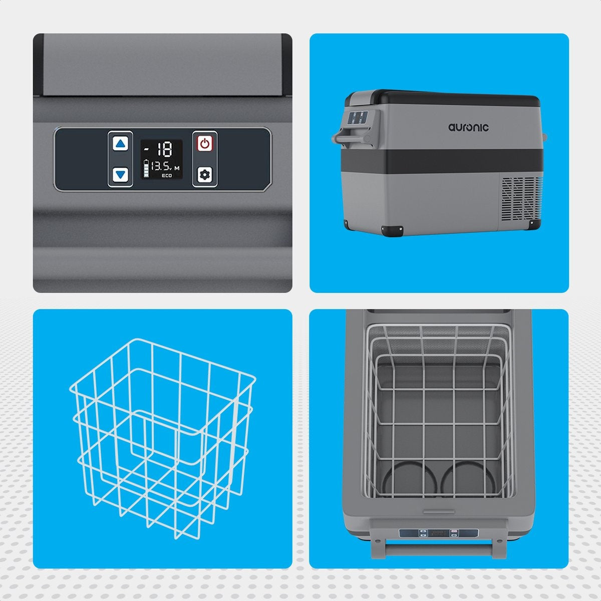 Auronic Electric Compressor Coolbox - Coolbox - 40.5L - 12V et 240V - Gris