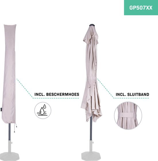 VONROC Premium Parasol Rapallo 200x300cm - Parasol durable - Inclinable - Toile résistante aux UV - beige - Housse de protection incluse