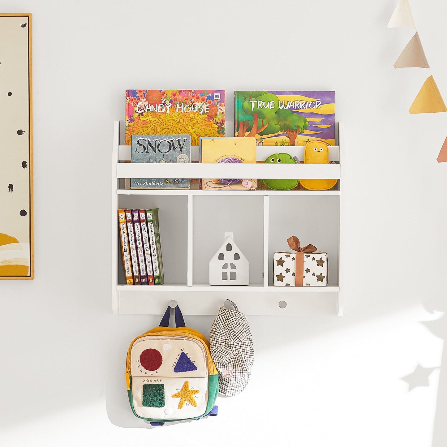 SoBuy Etagère murale pour enfants - Max. 10 kg - 60 x 18 x 51 cm - Blanc