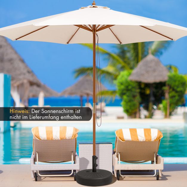 Pied de parasol Coast rechargeable 19,5 L – Pied de parasol pour Ø 38/48 mm – Rechargeable avec de l'eau ou du sable – Noir