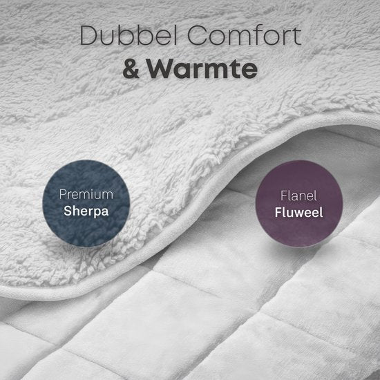 Couverture lestée CozySense® 6 kg - Couverture lestée - Couverture lestée - GLASS-Flow® Distribution de la pression - 135x200 - Velours flanelle & Sherpa - Hypoallergénique - Blanc