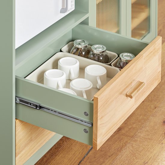 SoBuy FSB81-GR Meuble de cuisine - Meuble buffet vert avec tiroirs et portes en verre