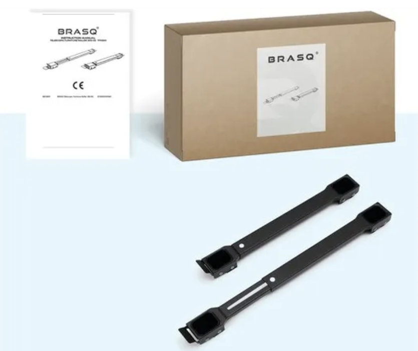 Brasq Roulette réglable pour meubles Noir 45-72 x 10 x 3,6 cm - Roulette de transport jusqu'à 300 kg