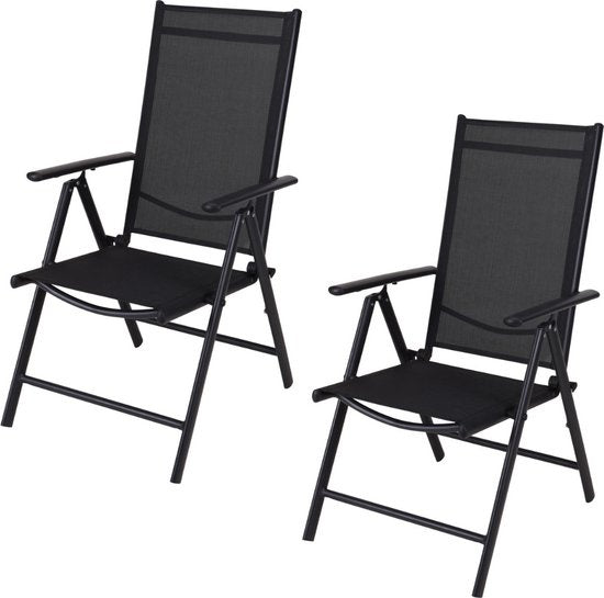 Chaise de jardin / Chaise pliante / Chaise pliante / Chaise de camping - Pliable - Noir - 2 PCS