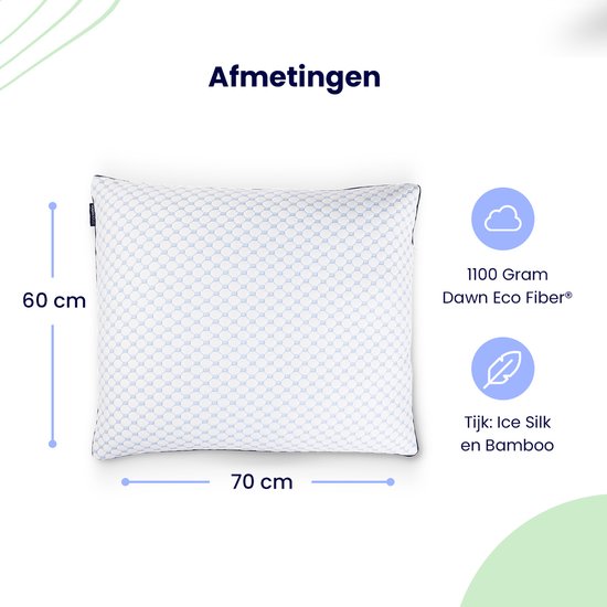 Soulsnooze® - Oreiller de luxe Gloom - Design réglable - Convient aux dormeurs sur le dos, sur le côté et sur le ventre - 60x70 cm - Oreillers de chambre - Antiallergique - Rafraîchissant - Lavable