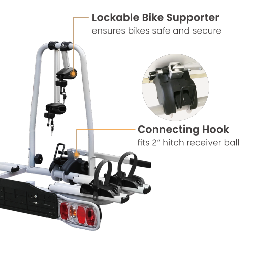 Lumi - Porte-vélos verrouillable pour voiture - Max. 60 kg - Noir
