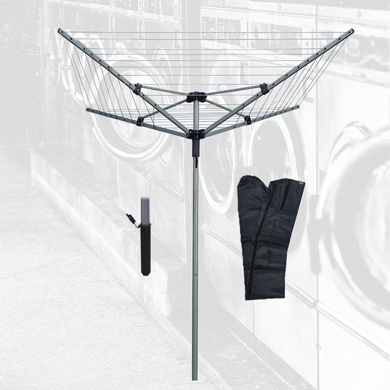 BRASQ Drying Tower Grey - 40 metres - Tour de séchage pliable - Tour de séchage avec ancrage au sol et housse de protection - Support de séchage