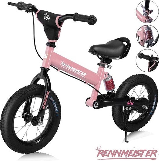 Rennmeister Balance Bike - Hauteur réglable - 3-5 ans Rose