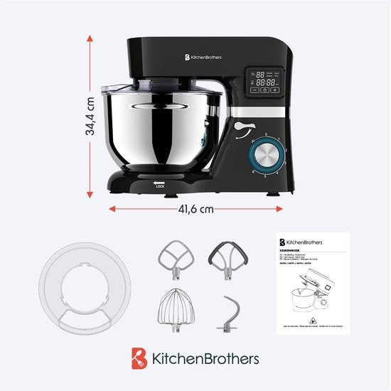 Robot de cuisine - KitchenBrothers - Affichage et minuterie - 6L - 1400W - Noir