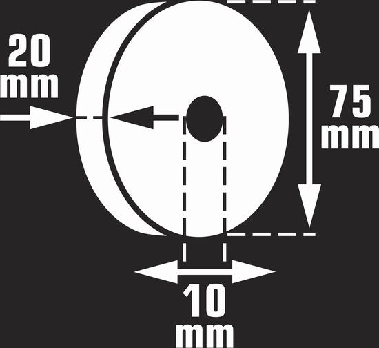 VONROC Roue de polissage - Pour métal - Universelle, 75x10x20MM - K400