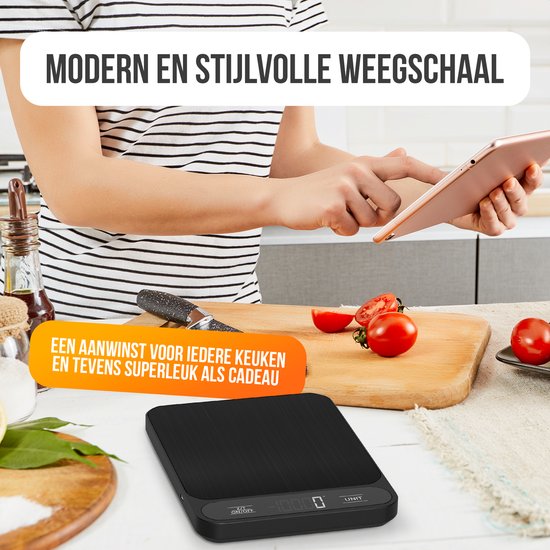 Strex Kitchen Scales Digital - Balance de cuisine - 1 g à 10 kg - Fonction tare - Piles incluses - Noir