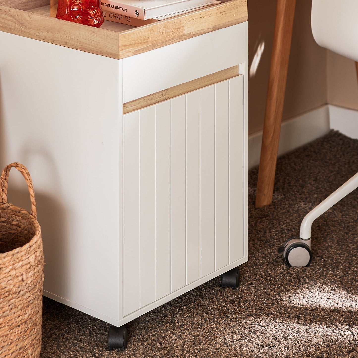 SoBuy ASK03-W Chariot de bureau à roulettes Table d'appoint Table de pression à roulettes, gris, 40 x 63 x 40 cm