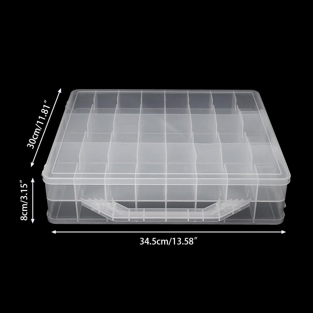 Jojobasic 48 Lattice Holder Display Container Organizer Storage Box - 48 compartiments - Transparent - 34.5x30x8 cm