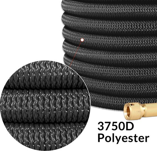 Tuyau d'arrosage flexible Gardebruk - 15m 1/2" 3/4" Inch Wall Mounted - Black