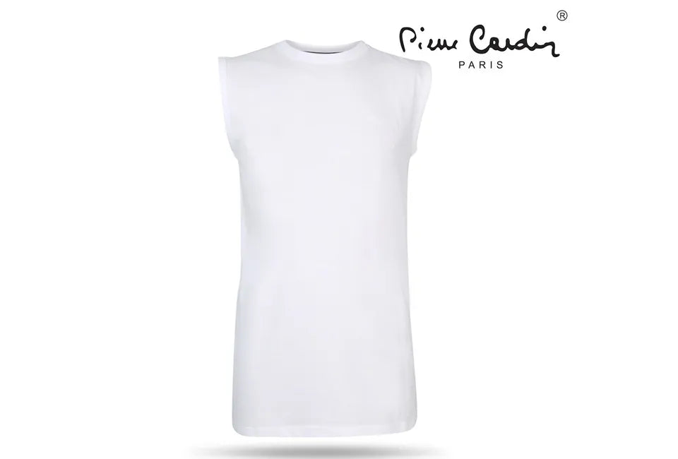 Pierre Cardin T-shirt sans manches - Blanc - 100% coton - Taille L - Aéré et stylé pour l'été