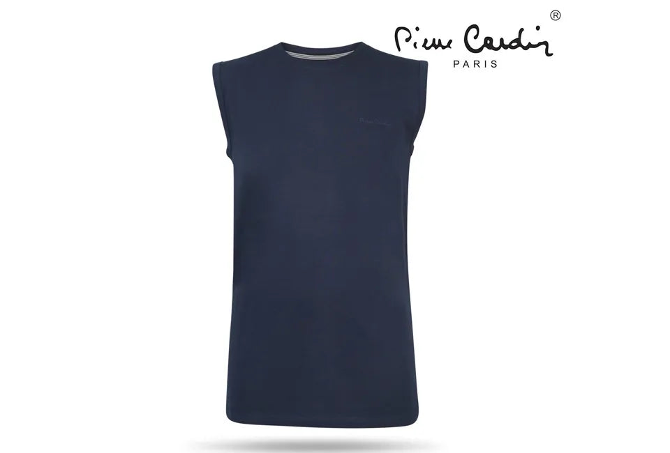 Pierre Cardin T-shirt sans manches - Marine - 100% coton - Taille L - Confortable et élégant pour l'été