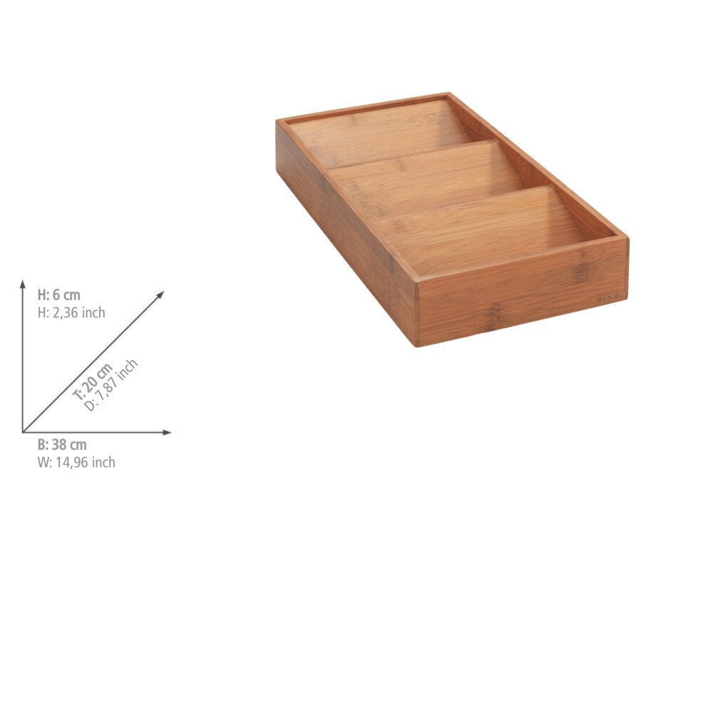 WENKO Porte-épices à tiroir en bambou fumé - 38 x 20 x 6 cm - Pour pots à épices