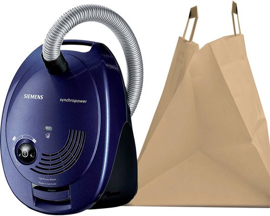 Aspirateur Siemens VS06A111 SynchroPower avec sac – Compact – 600 W – Sac à poussière de 4 L – Bleu/Noir