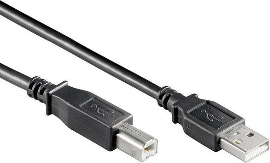 Câble USB - USB 2.0 - USB-A Mâle - USB-B Mâle - 7,5 W - 480 Mbps - Nickelé - 1,00 m - Rond - PVC - Noir - Étiquette