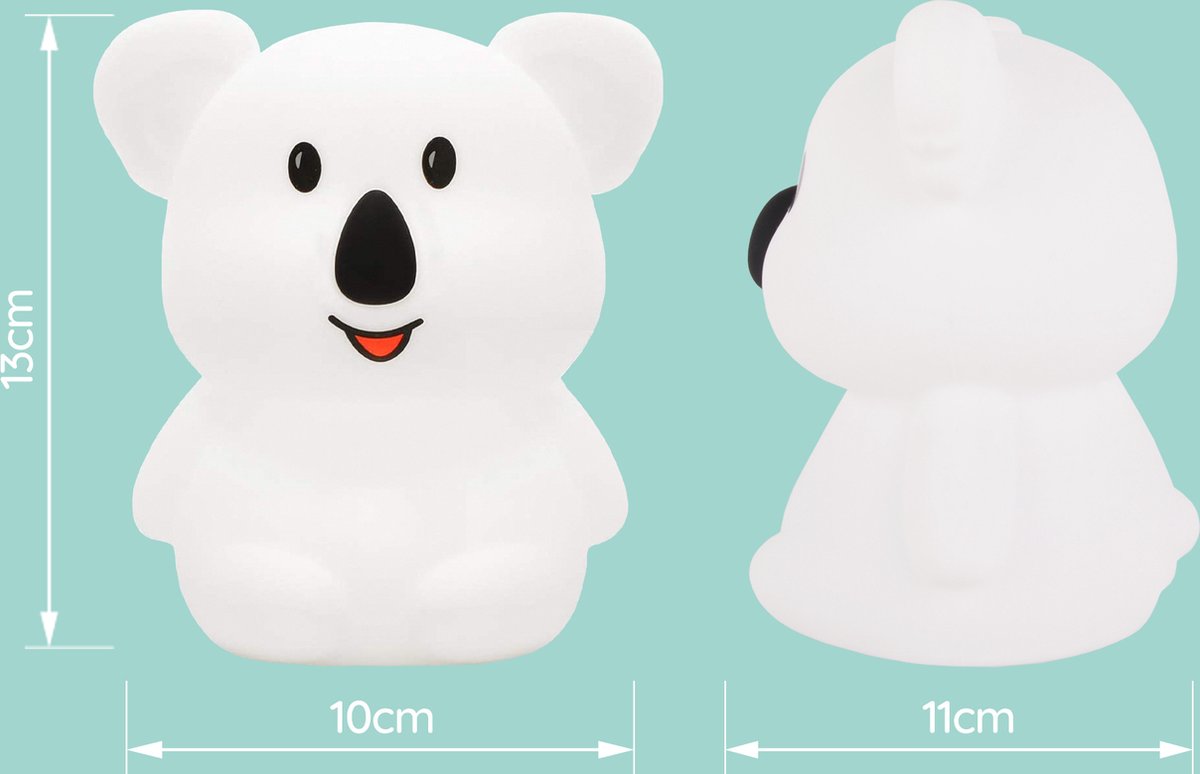 Veilleuse Sleepy Friends Koala Kids - LED 8 couleurs - Rechargeable par USB - Dimmable - Télécommande tactile - 95x97x100 mm