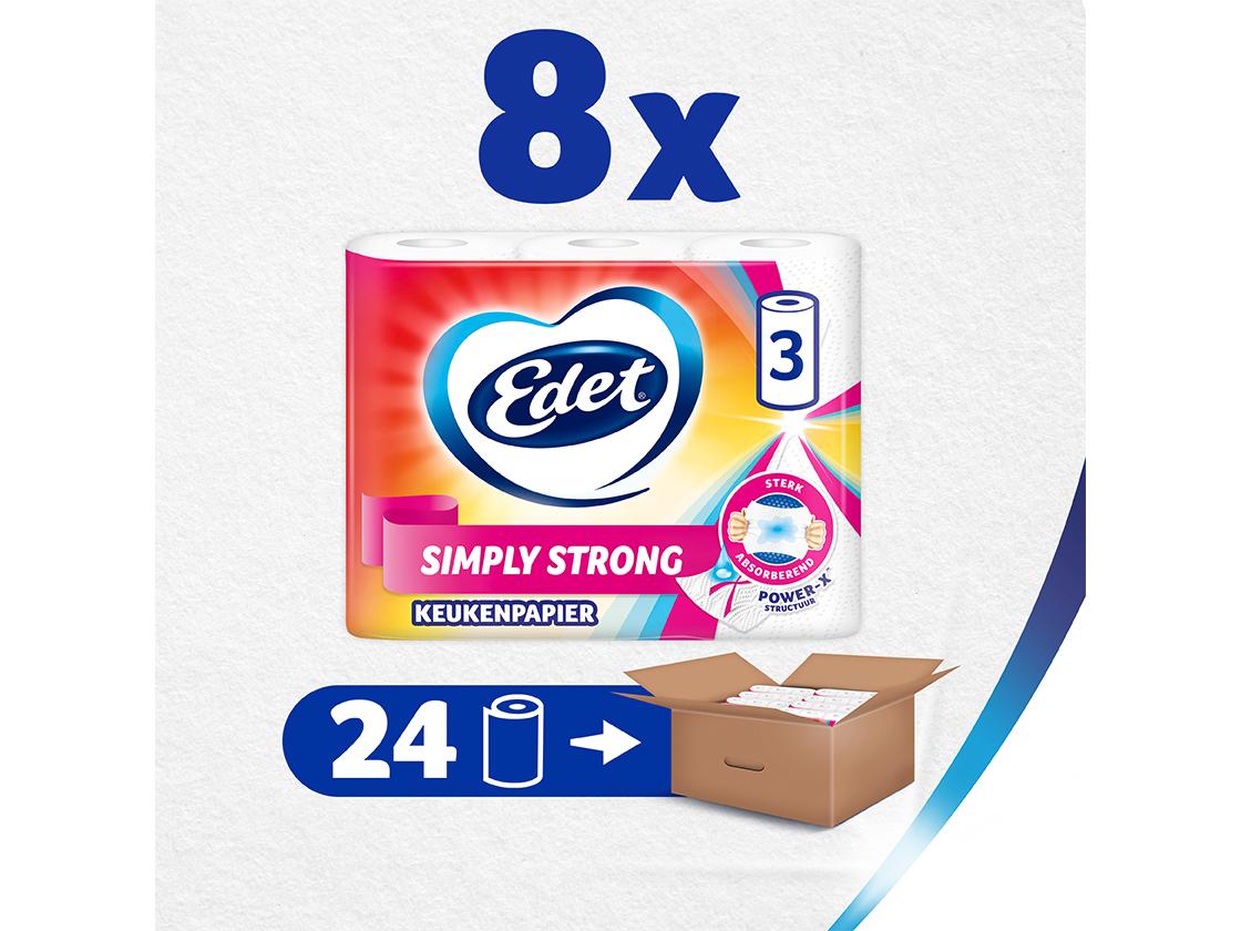 Rouleau de papier essuie-tout Edet Simply Strong - 3 couches - 24 rouleaux - Blanc
