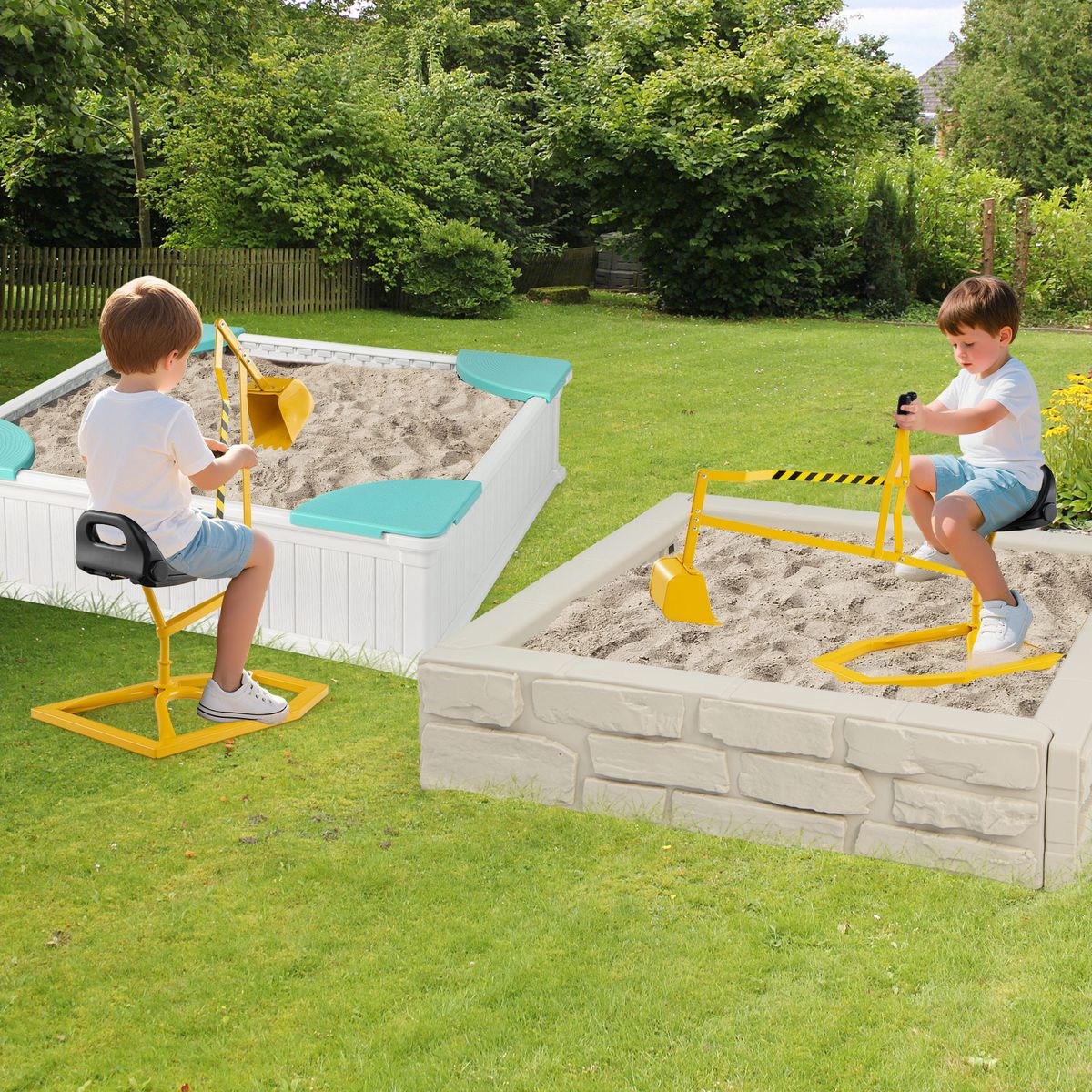 Pelleteuse Coast pour enfants - pivotante à 360° - pelleteuse en métal - jaune