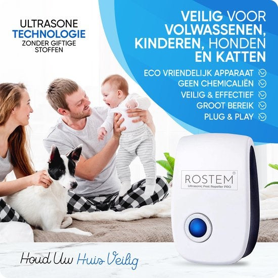 Répulsif à souris Rostem 4-Pack- Lutte contre les insectes - Ultrasons - Blanc
