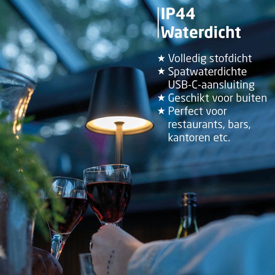 BREND BR-2228 Lampe de table sans fil pour l'intérieur et l'extérieur - Lampe décorative et à intensité variable - Éclairage rechargeable avec 3 niveaux de lumière - IP44 - Or