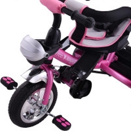 Vélo/tricycle enfant - Rose - Barre de poussée - toit pliant - repose-pieds pliant - panier inclus