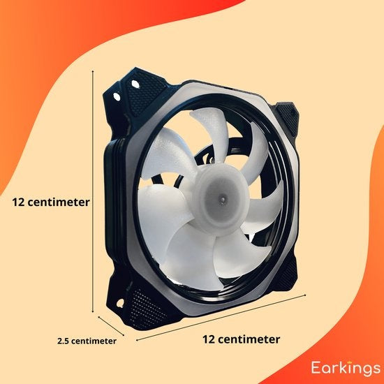 Ventilateur RGB pour PC - Ventilateur de boîtier 120mm 6-pin High Airflow - Ventilateur de boîtier d'ordinateur Earkings avec télécommande