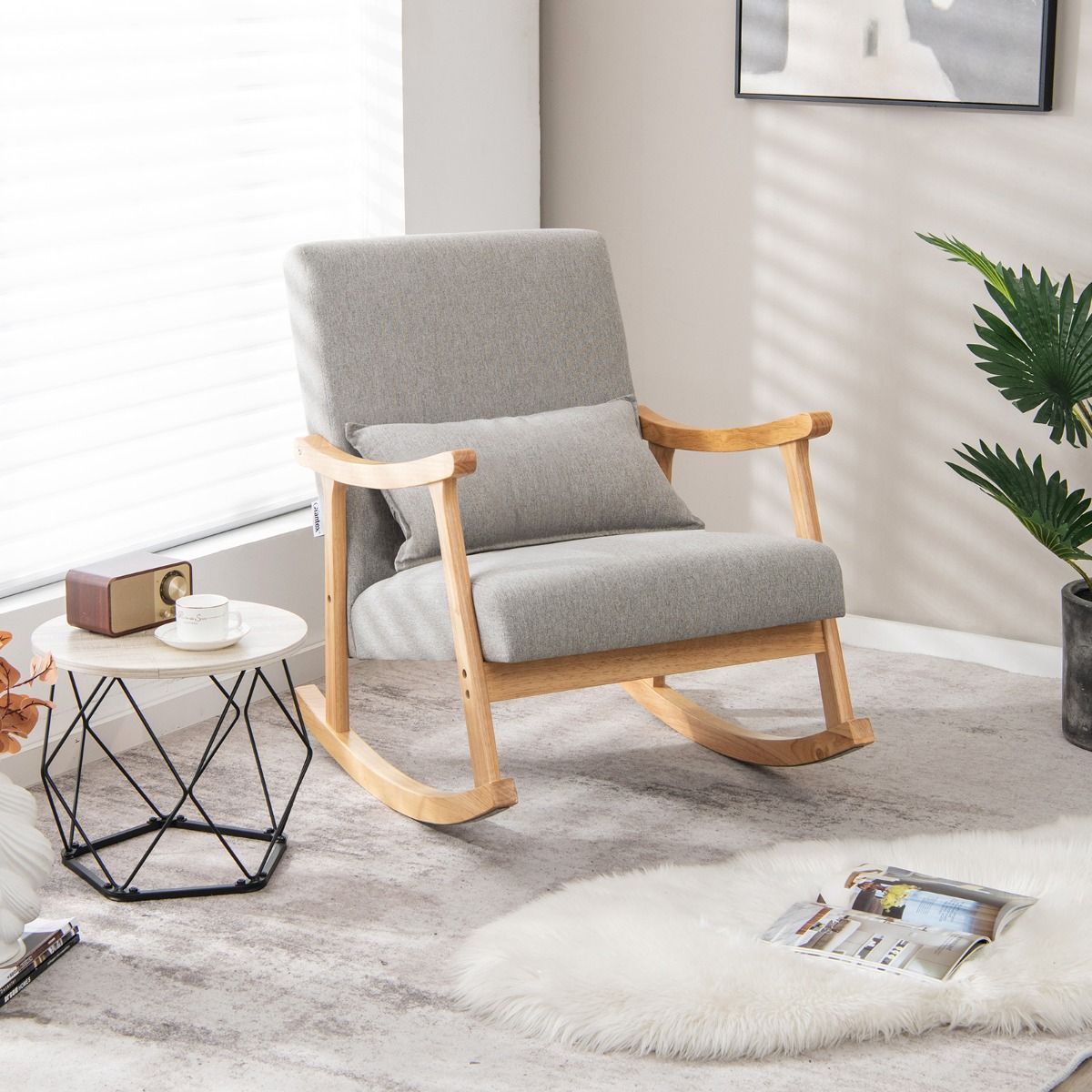 Fauteuil à bascule Coast - dossier haut - assise rembourrée - gris