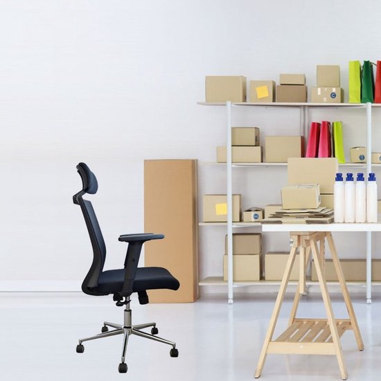 BRASQ OC400 Ergonomic Office Chair Black with Headrest - Chaises de bureau - Chaises de bureau pour adultes - Gaming chair 50 x 49 x 118 cm