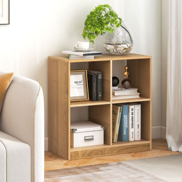 Coast Bookcase 73 x 33 x 75 cm - Naturel - Etagère de rangement à 3 niveaux avec 4 compartiments ouverts