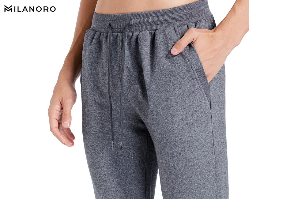 Milanoro Pantalon de survêtement confortable et ultra-doux - Lot de 2 - Bleu marine et anthracite - Taille XL