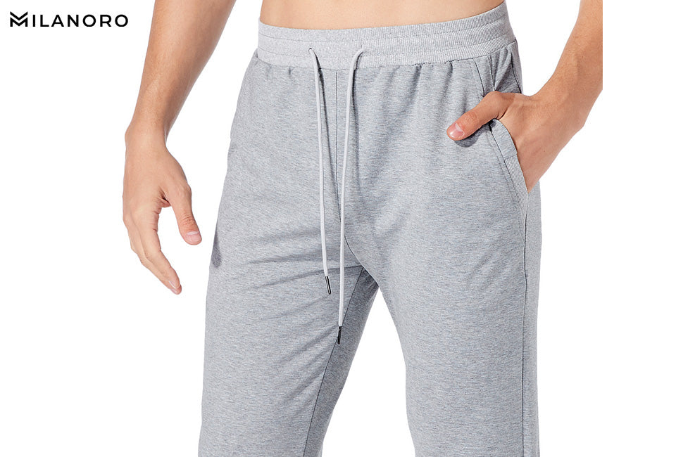 Milanoro Pantalon de survêtement confortable et ultra-doux - Lot de 2 - Noir et gris clair - Taille XL