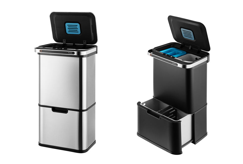 Home&Comfort Poubelle - 60L - lumière UV - acier inoxydable Gris - 36 x 42 x 82 cm