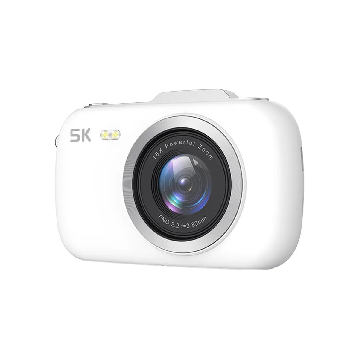 Caméra numérique de vlog Komery G7 - Blanche - Vidéo 5K - Photo 80 MP - Zoom 18x - Appareil photo compact « viser et photographier »