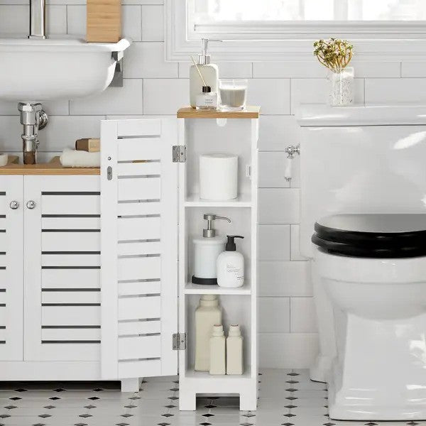 Sobuy - Meuble de toilette avec porte-papier -Blanc - 20x75x18 cm