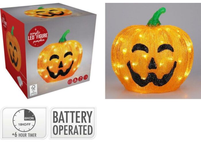 Lampe citrouille 50 LED - Lot de 2 - 25 cm - Orange