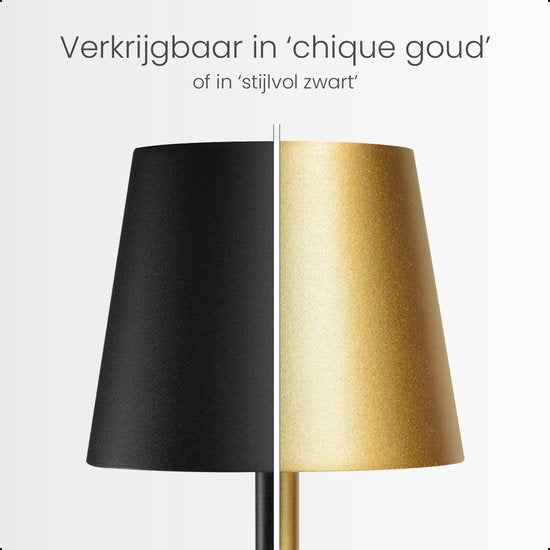 Goliving Lampe à poser Rechargeable - Sans fil et dimmable - Lampe tactile moderne - Lampe de nuit pour chambre à coucher - 26 cm - Or