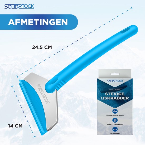 SolidStock Grattoir à glace pour voiture - Grattoir pour voiture - Extra large - Grattoir pour vitres - Design ergonomique - Bleu